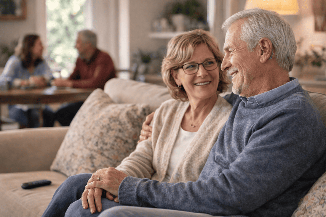 Senior adult choosing an OTC hearing aid for clearer everyday conversations