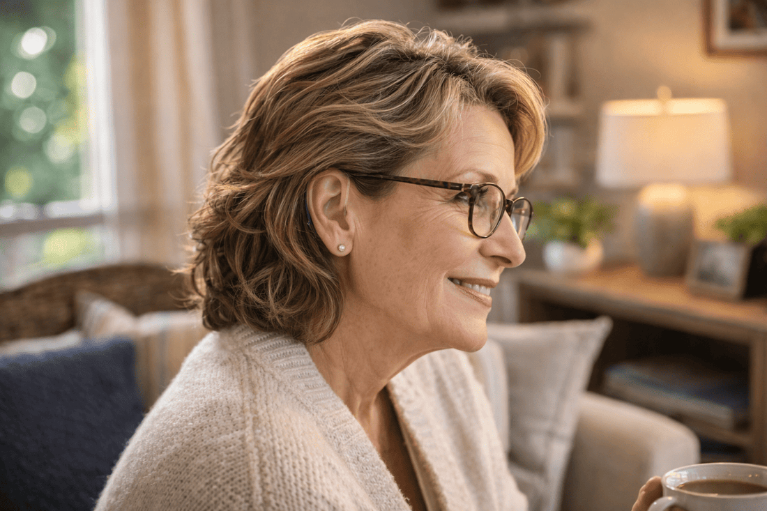 Adult choosing a comfortable hearing aid for all-day wear