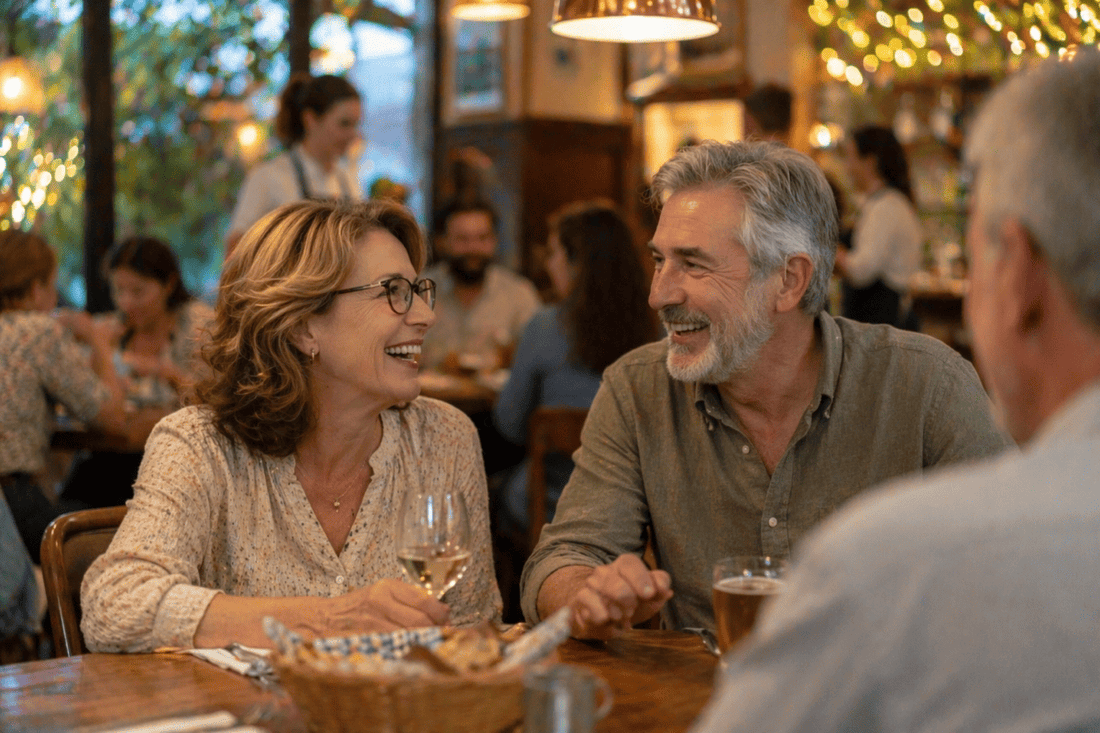 Adults exploring OTC hearing aids with noise reduction for everyday listening